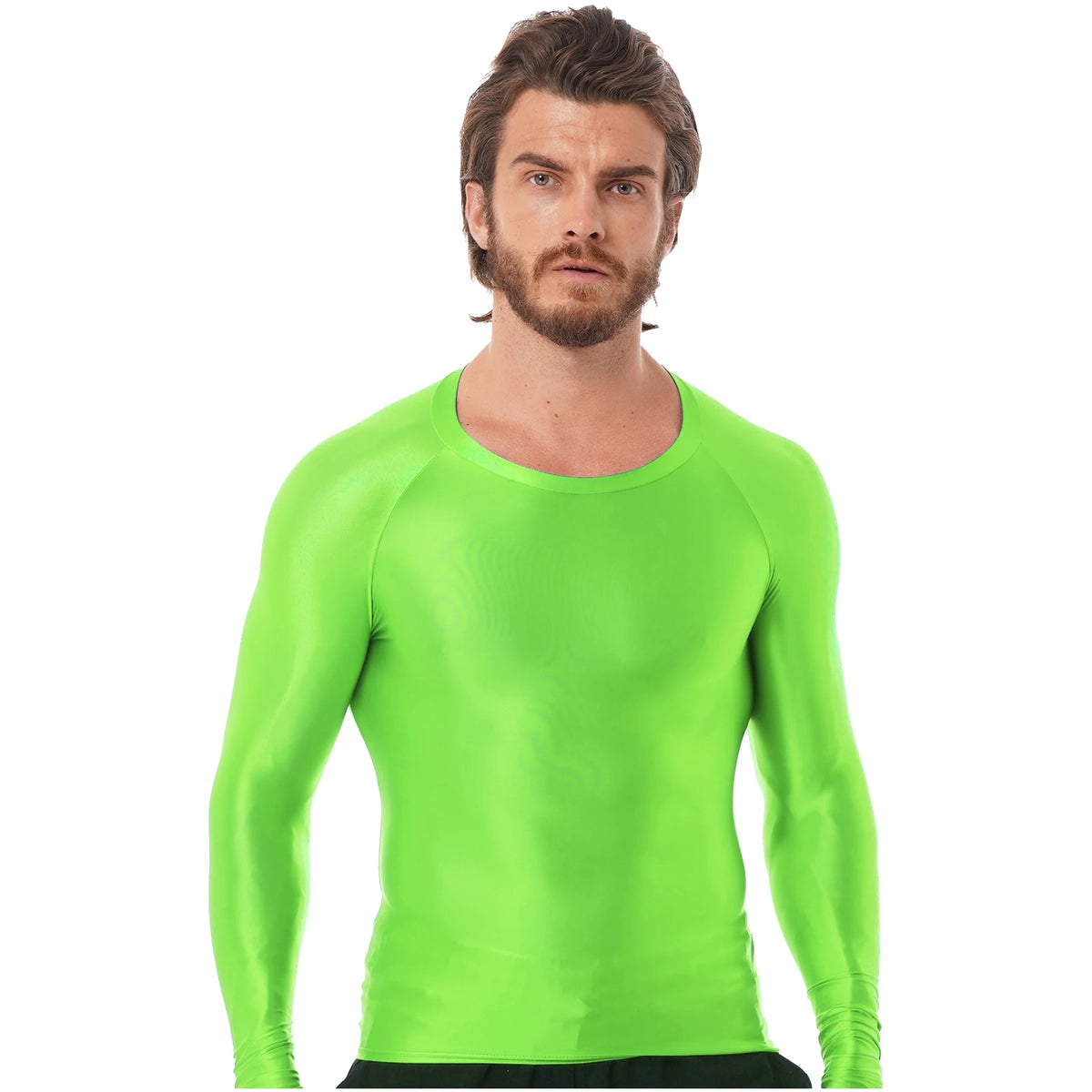 Men's Slim Fit Long Sleeve Workout Shirt Solid Color Breathable Gym & Yoga Top